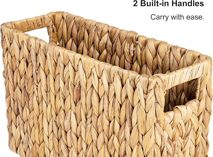 StorageWorks Hand-Woven Magazine Holder, Magazine Wicker Basket - Image 2