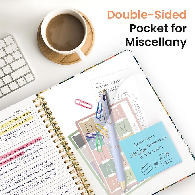 Large Spiral Notebook for Work, 8.5" x 11" Journal for Women, Cute 5 Subject - Image 6