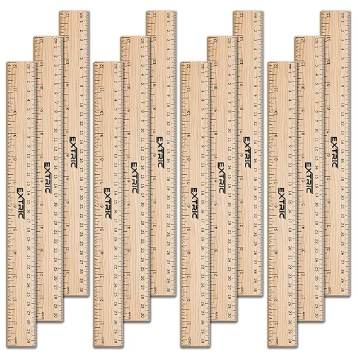 Rulers 12 Inch, Rulers Bulk for Classroom – Wooden Ruler for Kids 12 Pack Great by EXTRIC