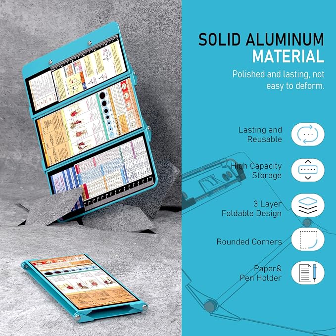 Nursing Clipboard Foldable, Foldable Clipboard w/Nursing Edition Cheat Charts - Image 3