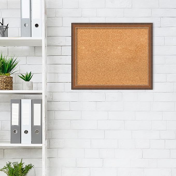 Amanti Art Natural Cork Board for Wall, 18x22 Vision Board with Bronze Frame, Small Corkboard Office Decor for Home Organization, Modern Corkboard Pinboard to Display Items for Home Organization in-DeskLoop Office