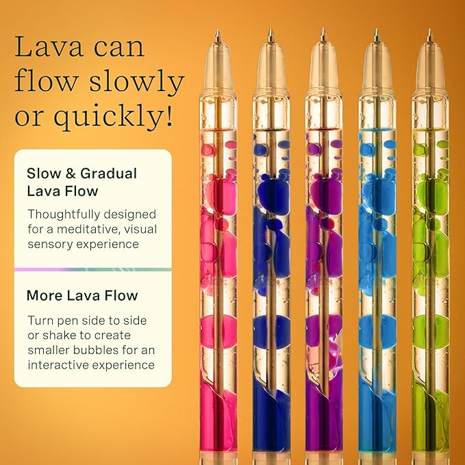 Lifelines Scented Lava Gel Pen Set, 5-Pack (Brights) - 0.5mm Colored Gel Pens Infused with Scented Essential Oil Blends & Mesmerizing Lava - School Supplies for College Kids & Adults-DeskLoop Office