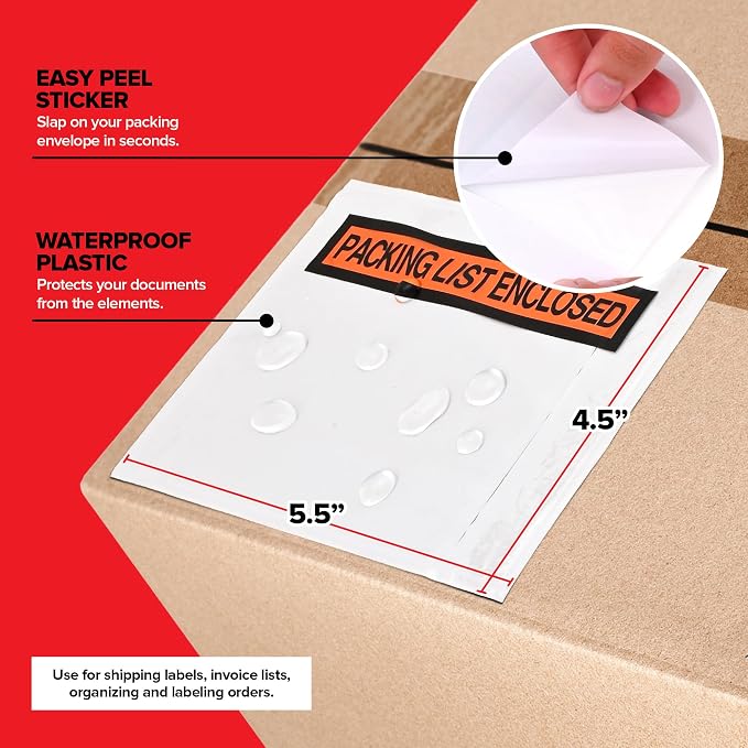 1000 Piece Waterproof Packing List Envelopes, Invoice & Packing Slip Pouches - Image 3