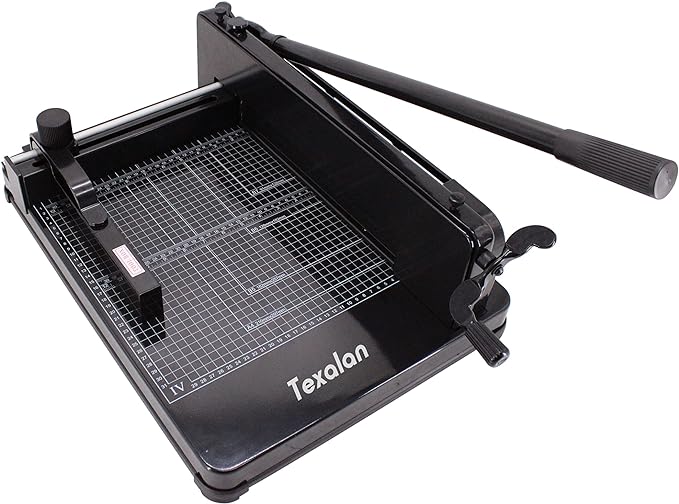 Heavy Duty Guillotine Paper Cutter - 400 Sheets Capacity, A4 12" Stack Paper Trimmer, Steel Base, Black-DeskLoop Office