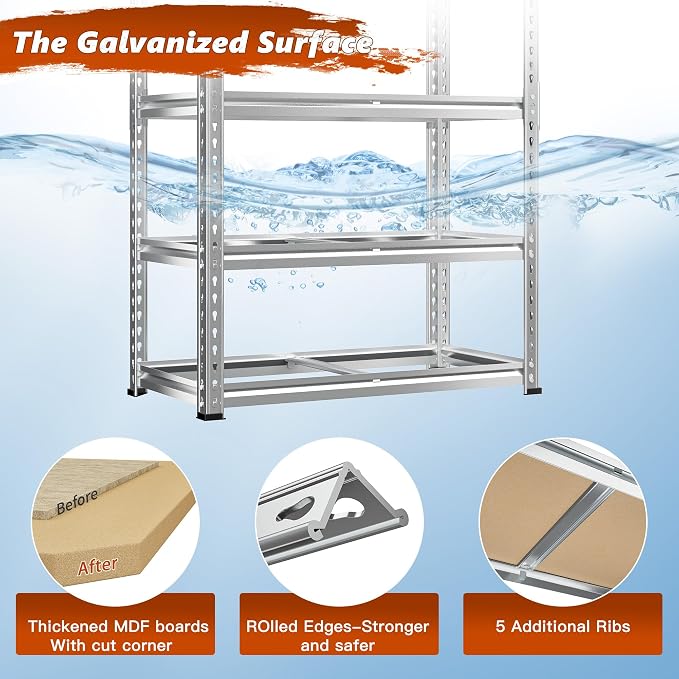 REIBII Garage Shelving, 5 Tier Storage Shelves Load 2400LBS, Adjustable Garage - Image 6