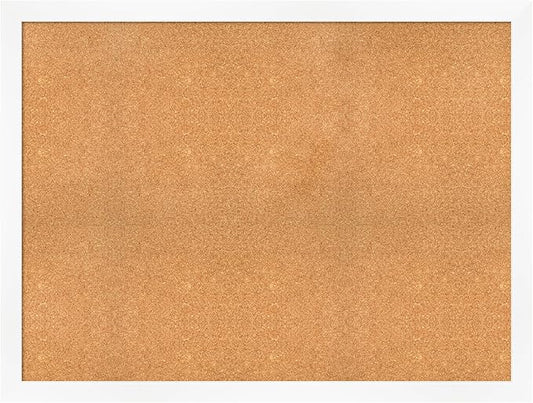 Amanti Art Natural Cork Board for Wall, 37x49 Vision Board with White Frame, Oversize Corkboard Office Decor for Home Organization, Modern Corkboard Pinboard to Display Items for Home Organization in-DeskLoop Office