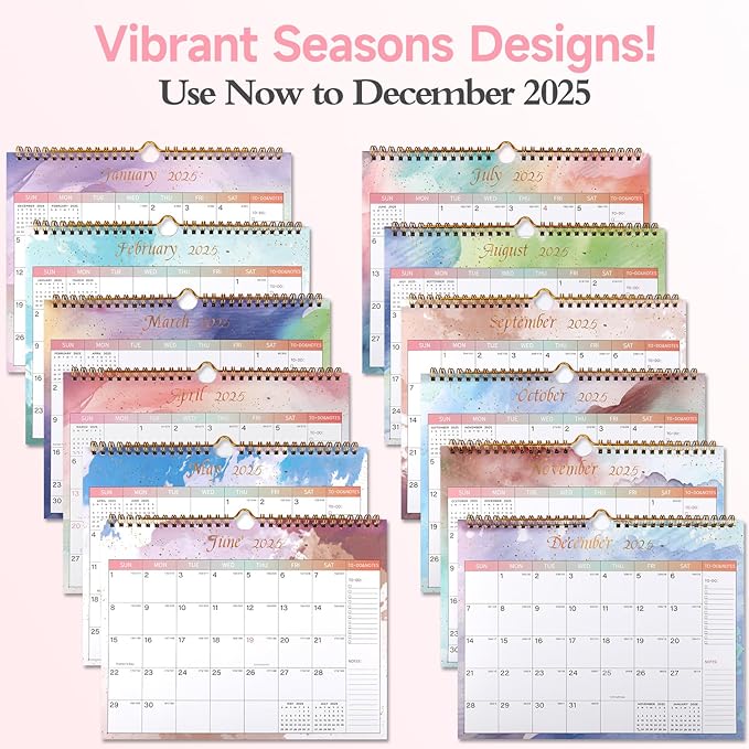 Lbylyhxc 2024-2025 Calendar - Includes July 2024 to December 2025-18 Monthly Wall Calendar 2024-2025, 11 x 8.5 Inches.Thick Paper with Julian Dates and Block for New Year and Christmas Presents (2024-2025 wall calendar colorful)