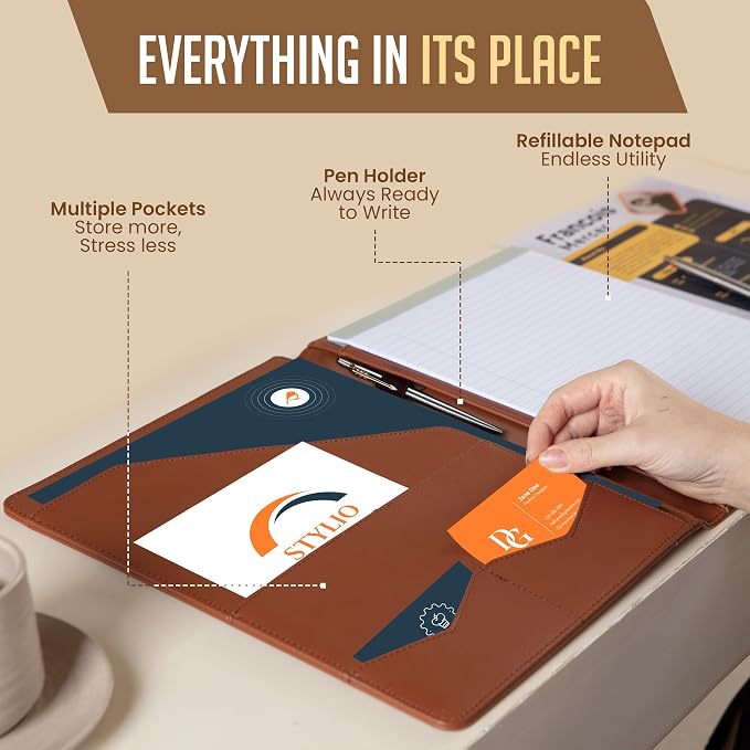 STYLIO Padfolio Portfolio Organizer Binder | Interview Resume Folder, Business - Image 3