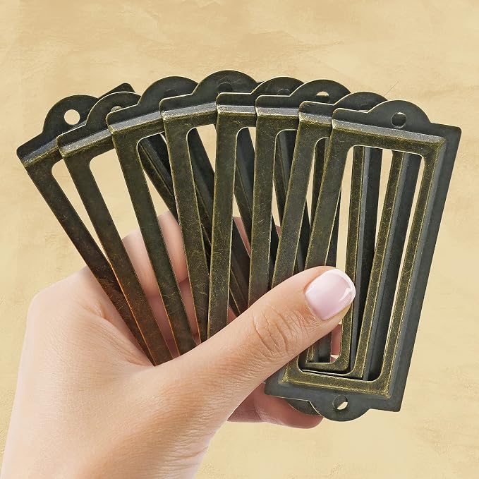 Antique Label Holder, 3.3 Inch, Office File Cabinet Shelves Drawer, Name Card - Image 5