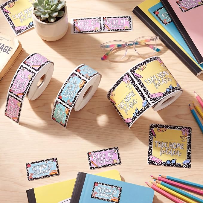 600 Pcs 3 Rolls Student Homework Folder Labels Take Home Folder Return to - Image 2