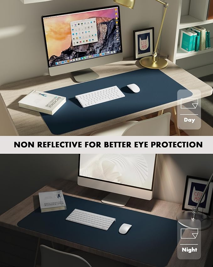 YSAGi Double-Sided Desk Pad, 31.5"x15.7"Leather Desk Mat, Eco Cork Desk Pad - Image 5
