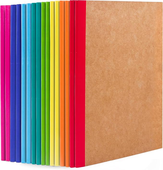 feela 16 Pack Composition Notebooks Bulk, Kraft Cover Lined Blank College Ruled by feela