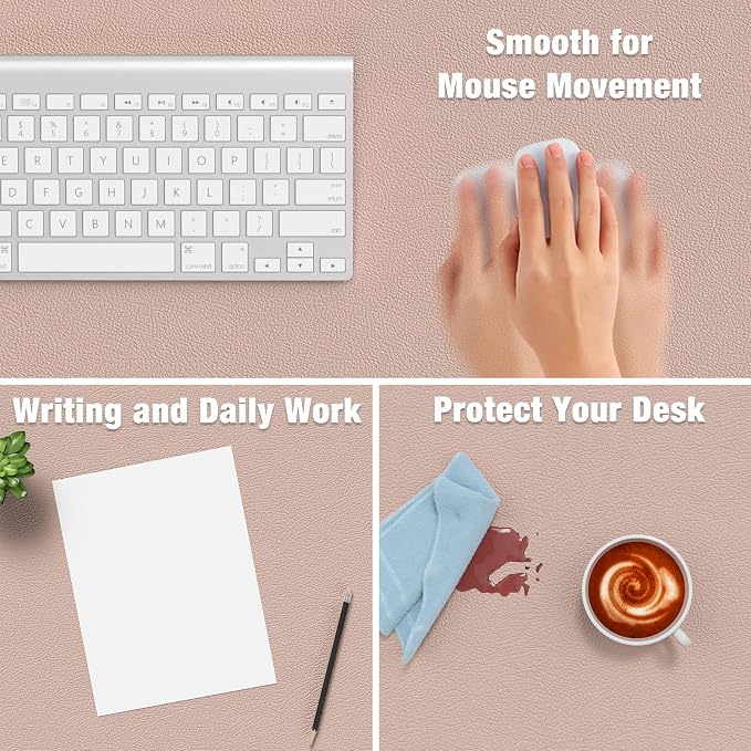 Hsurbtra Desk Pad, 23.6" x 13.8" PU Leather Desk Mat, M Extended Mouse Pad - Image 4