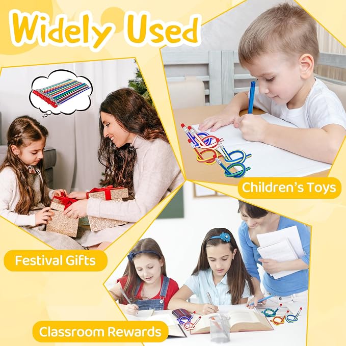 100 Pack Flexible Bendy Pencil, Stripe Rubber Pencil - Image 5