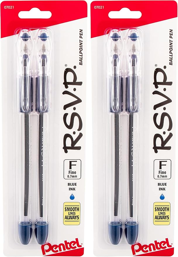 Pentel R.S.V.P. Ballpoint Pen, Fine Line, 4 Pack by PentelofAmerica