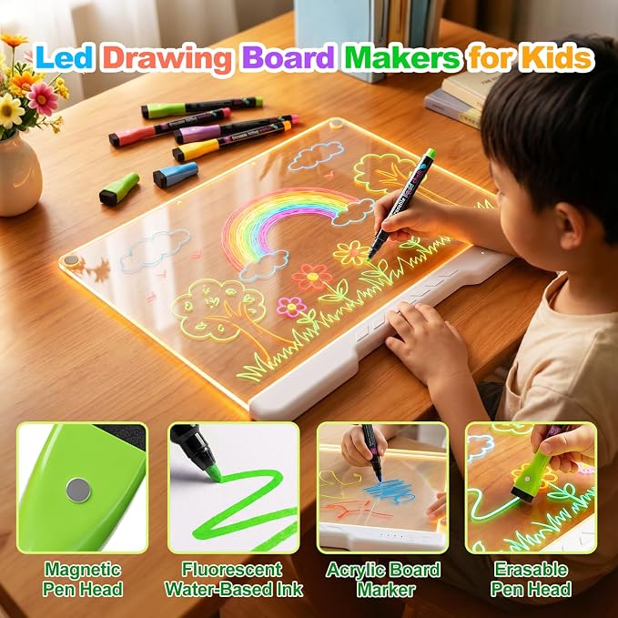 Erasable Markers for LED Acrylic Board, 9 Pack Magnetic Neon Chalk Markers 3mm - Image 2