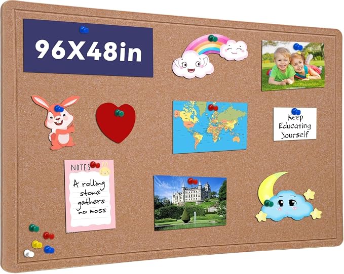 Extra Large Bulletin Board, 96 X 48 inches Cork Board by Hrrtyueg