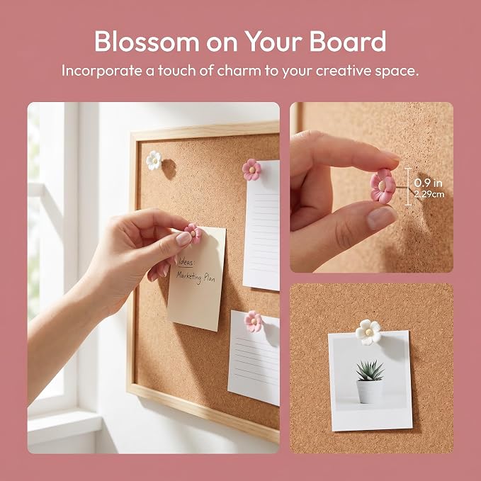Cute Flower Push Pins, Decorative Bulletin Board Pins - Image 6