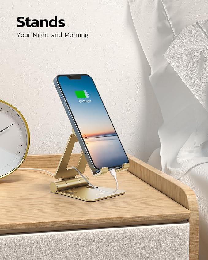 Nulaxy Dual Folding Cell Phone Stand, Fully Adjustable Foldable Desktop Phone - Image 3