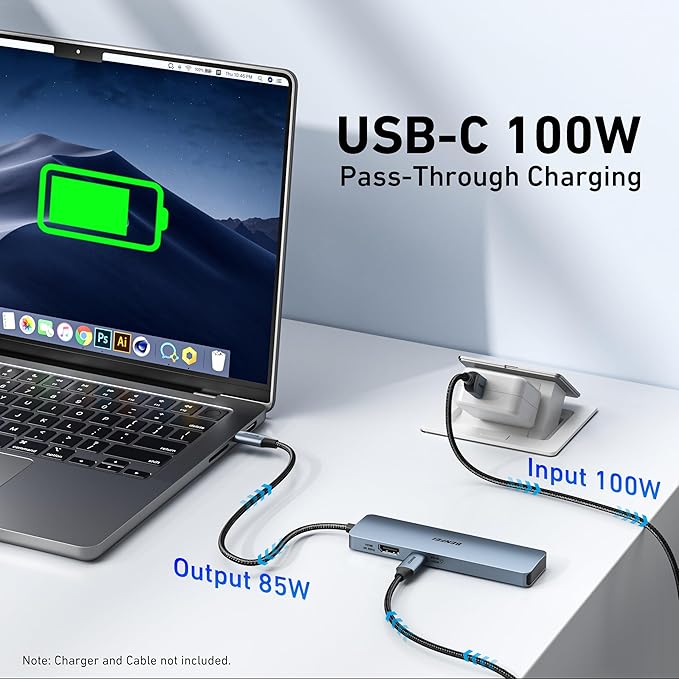 BENFEI USB C HUB 6-in-1 with HDMI(4K@60Hz), 100W Power Delivery, 10Gbps 2*USB-A and 2*USB-C, Silicone Cable, Aluminum Case Compatible with iPhone 15 Pro/Max, MacBook, iPad Pro, iMac, S23, XPS17-DeskLoop Office