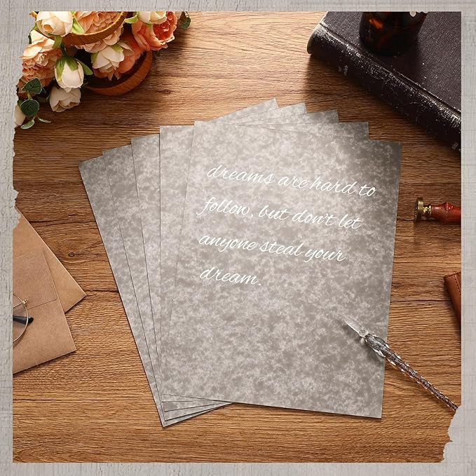 Epakh 200 Pcs Old Age Parchment Paper 8.5 x 11 Inch Standard Letter Vintage Colored Old Parchment Semblance Double Side Printing Paper (Khaki Gray)-DeskLoop Office