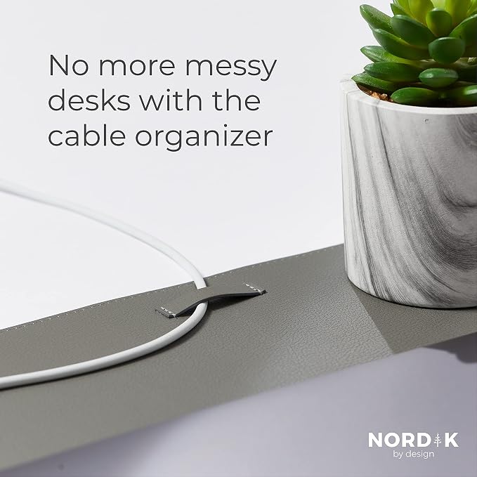 Nordik Leather Desk Mat Cable Organizer - Image 3