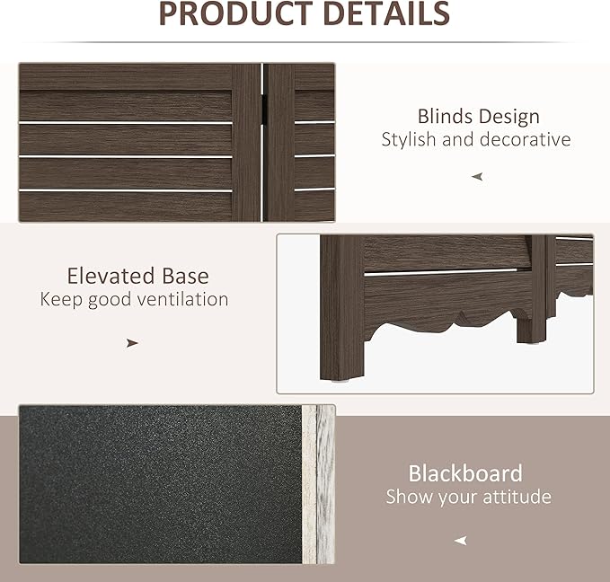 NicBex Room Divider 4 Panel Room Dividers with Black Boards Partition Room Dividers and Folding Privacy Screens 5.5 FT Wall Divider for Home, Office, Room Separation,63.75"W x 0.75"D x 67.75"H,Brown-DeskLoop Office