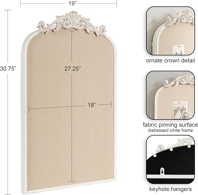 Kate and Laurel Arendahl Decorative Arch Pinboard; 19 x 31; White; Framed - Image 2