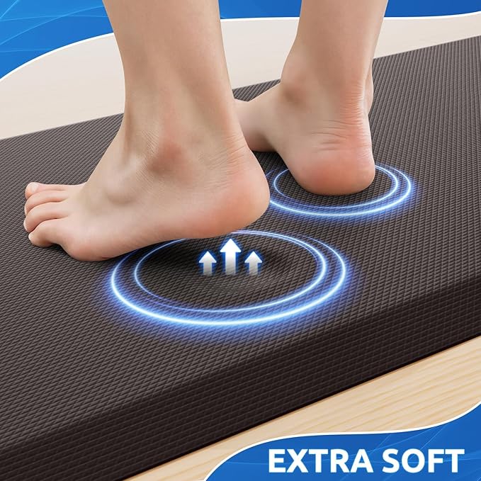 KitchenClouds 2PCS Kitchen Rugs Cushioned Anti-Fatigue Non-Slip Waterproof Kitchen Mat Comfort Foam Standing Mat for Floor Office Sink Laundry (Chocolate)-DeskLoop Office