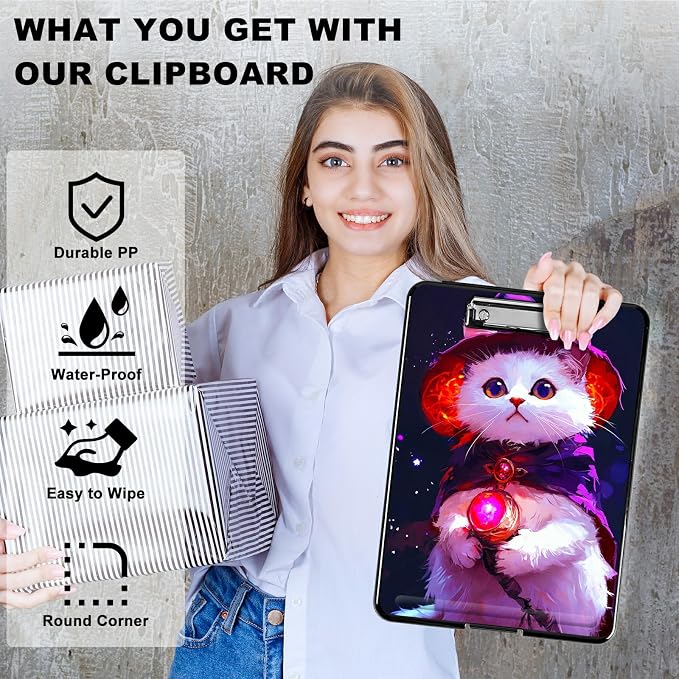 Purple White Cat A4 Clipboard - Image 2