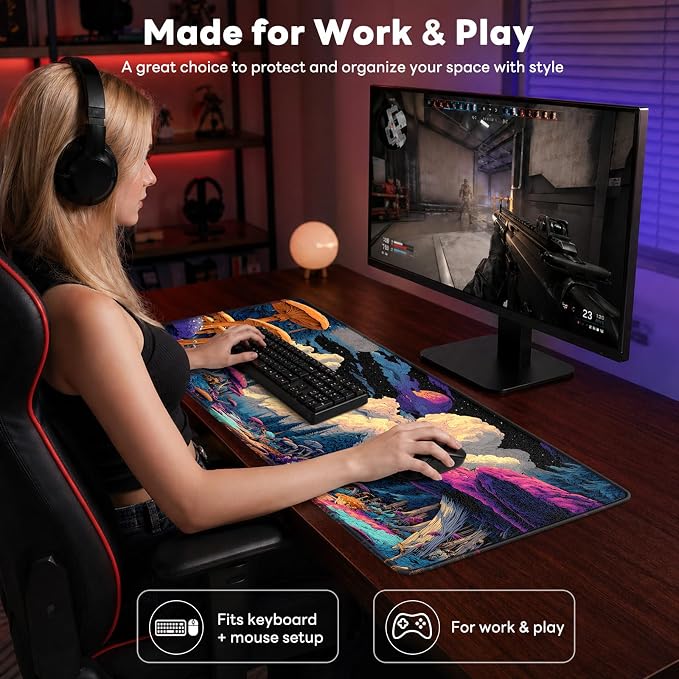 Desk Mat, Big Desk Pad, 31.5x11.8 Inches Extended Big Gaming Mouse Pad - Image 7