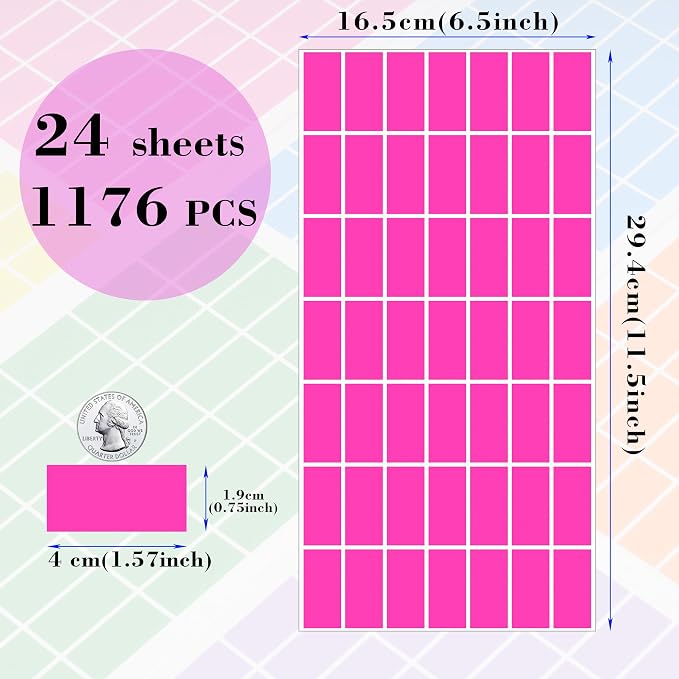 YSHIHE Colored Label Stickers, 1.57" x 0.75" Color Coding Sticker 1176 PCS | 12 - Image 2