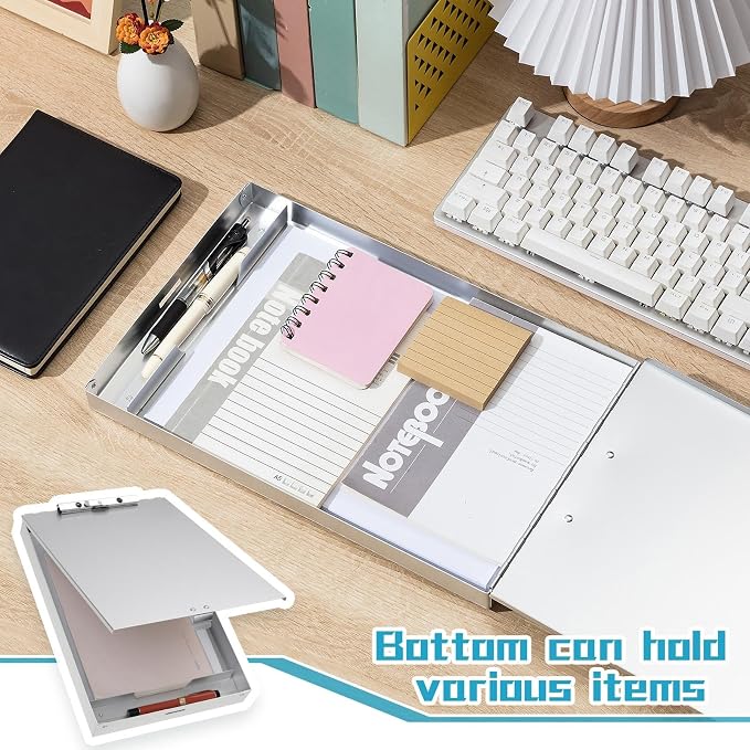 Seajan Aluminum Clipboard with Storage Metal Clip Board Folder Letter Size Form - Image 5