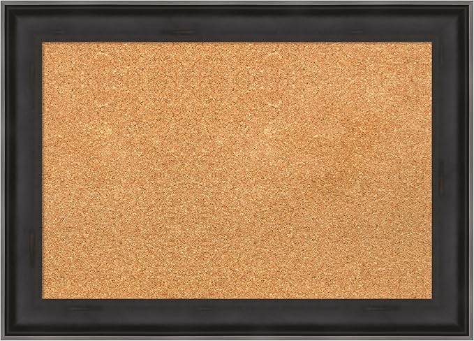 Amanti Art Natural Cork Board for Wall, 20x28 Vision Board with Black Wood Frame, Medium Corkboard Office Decor for Home Organization, Casual Corkboard Pinboard to Display Items for Home Organization-DeskLoop Office