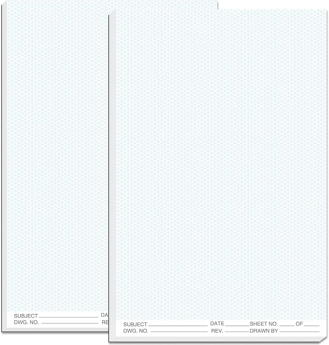 2 Pack 100 Sheets 11" x 17" Isometric Graph Paper Pad Landscape by gisgfim