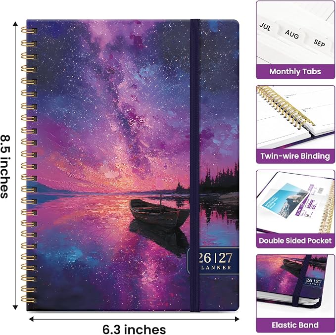 Planner 2026–2027, Academic Monthly Weekly Spiral Calendar, July 2026 – June - Image 4