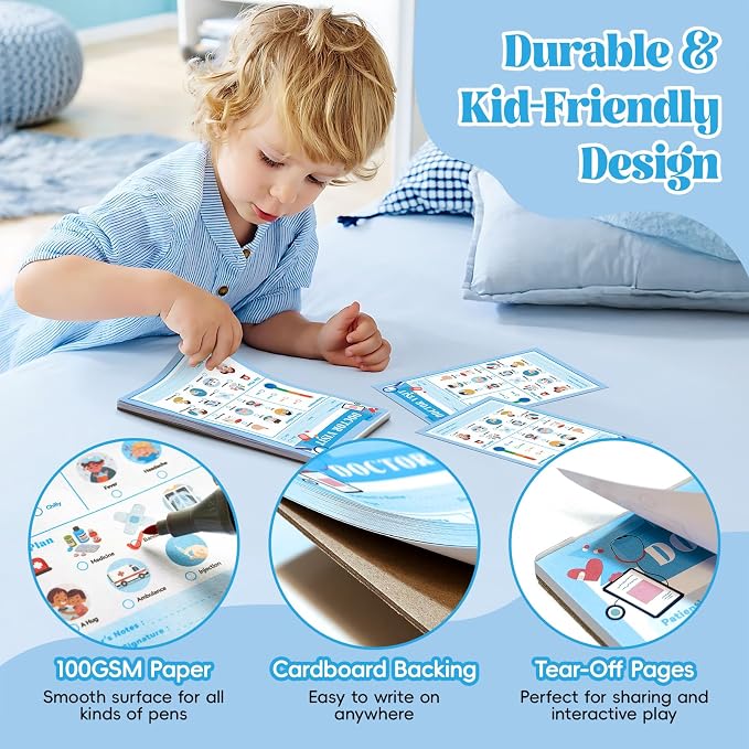 6 Pack Kids Pretend Play Notepads, 40 Pages Kids Playtime Pads - Image 4