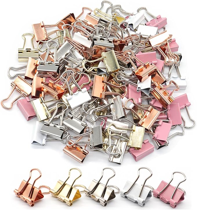 Mini Binder Clips, Paper Clip, Small Paper Clamps 15mm, 100 Pack Micro Size by YCVIORING