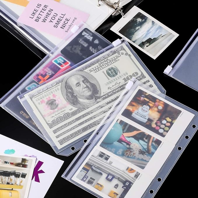 6 Pack A6 6 Holes Binder Zip Pockets Plastic Binder Zipper Folders Waterproof 6 - Image 3