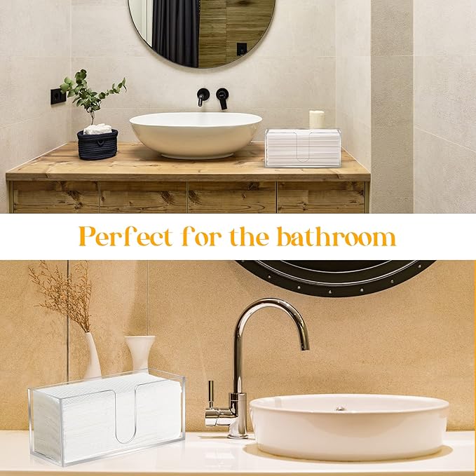 2Pack Acrylic Countertop Paper Towel Dispenser, Folded Paper Towel Dispenser Clear Trifold Napkin Holder, Suitable for Z-fold, C-fold or MultiFold Trifold Paper Towels for Bathroom Toilet and Kitchen-DeskLoop Office