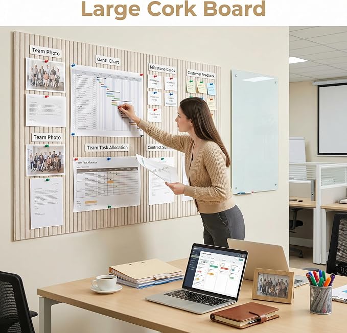 AHEONLAR Felt Bulletin Board 48" x 36", Cork Boards - Image 3