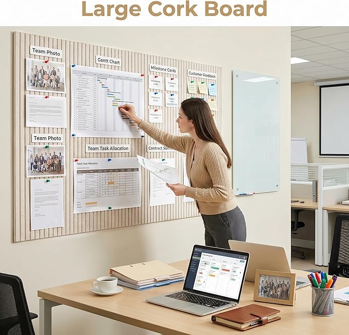 AHEONLAR Felt Bulletin Board 36" x 24", Cork Boards - Image 3