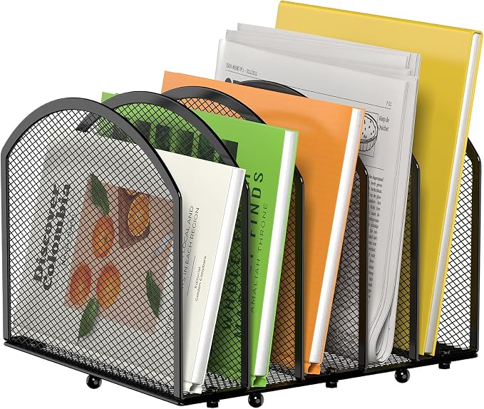 MINDEPOT 5-Section Desk File Organizer, Vertical Desktop File Holder Mail by MINDEPOT
