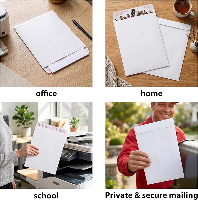 10x13 Manila Envelopes White, 20 Pack Large Catalog Envelopes - Image 6