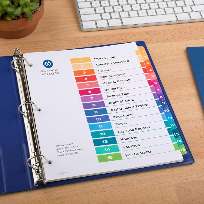 Avery 15 Tab Dividers for 3 Ring Binders, Customizable Table of Contents - Image 6