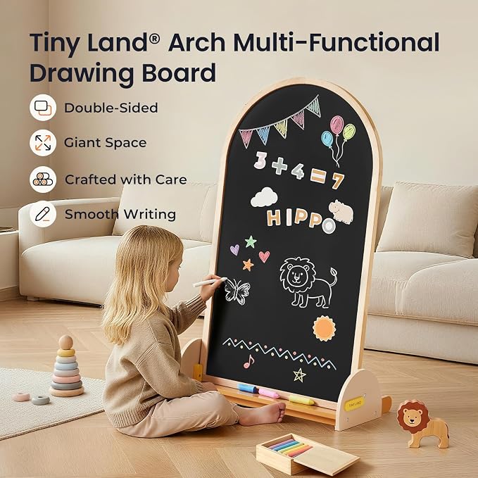 Tiny Land Kids Easel – Large 22"x40.5" Writing Area Double-Sided Magnetic - Image 2