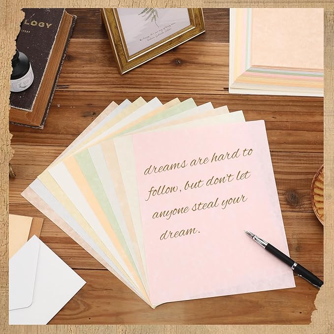 Epakh 200 Sheets Old Age Parchment Paper 8.5 x 11 Inch Standard Letter Vintage Colored Old Parchment Semblance Double Side Printing Paper (Mixed Color)-DeskLoop Office