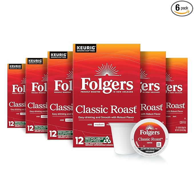 Folgers Classic Roast Medium Roast Coffee, 72 Keurig K-Cup Pods-DeskLoop Office