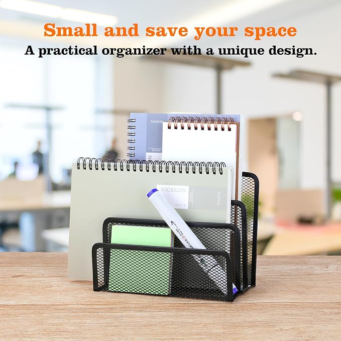 2 Pieces Desk Mail Organizer, Metal Mesh Small File Holders Letter Organizer - Image 7