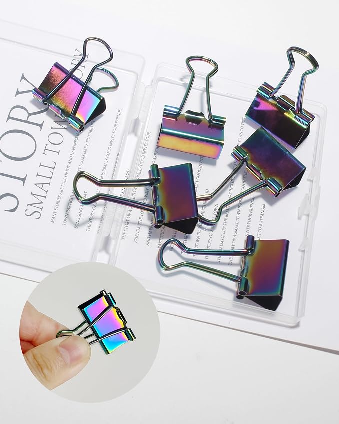 10 Pcs Rainbow Paper Clamps, Medium Binder Clips, 1 Inch Length - Image 4